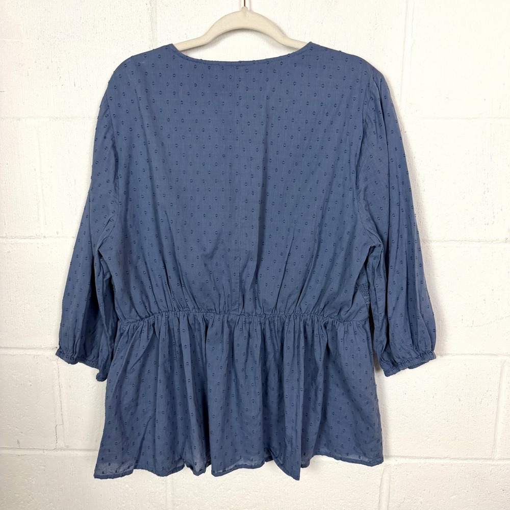 Lane Bryant Peplum Top Blue Crochet Lace Peasant Cottage Bohemian Romantic SZ 18 - Picture 9 of 15